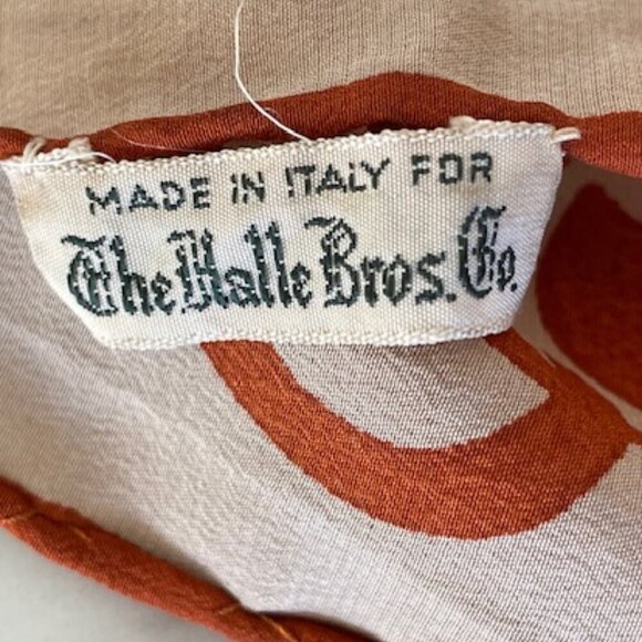 ITALIAN Halle Bros Co Vintage Oblong Scarf Tan Orange - Picture 3 of 15